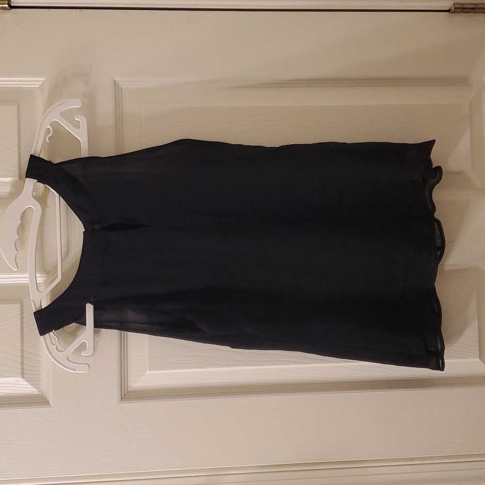 Sleeveless Black Tunic, Ruffles, Button Back, Small, Merona - Picture 3 of 8